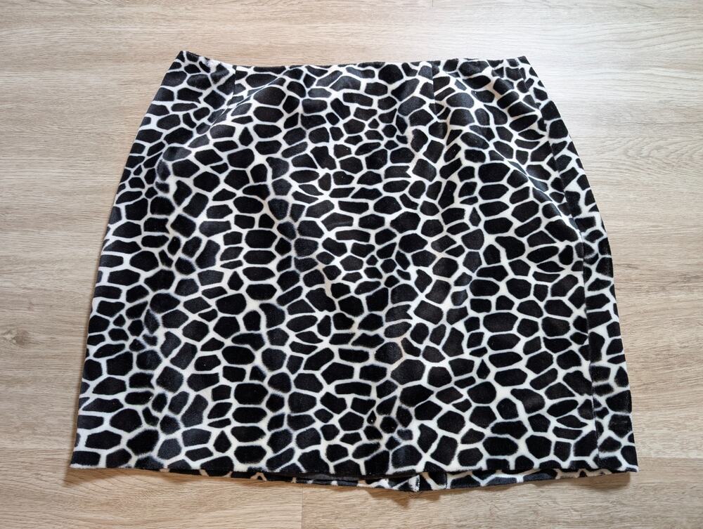 Apostrophe Womens 16 Y2K Vintage Velvet Animal Print Straight Pencil Skirt Black